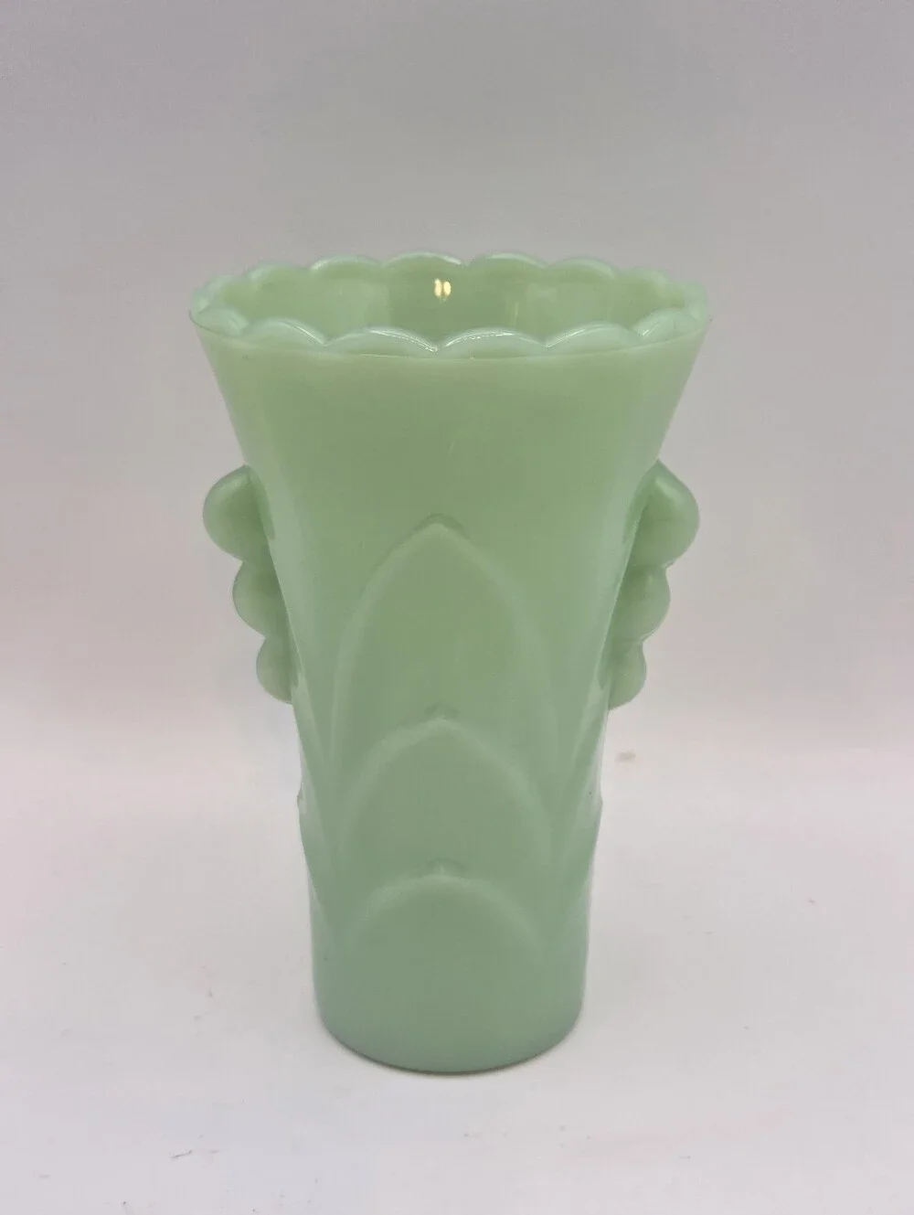 Vintage Anchor Hocking Fire King Jadeite Art Deco Vase
